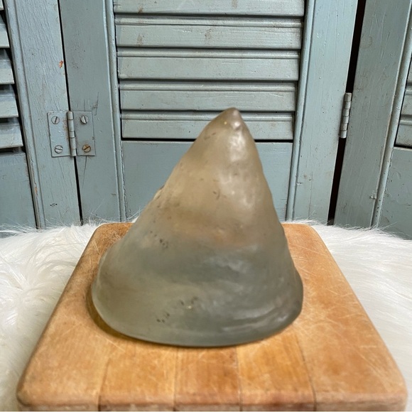 Glass Cone Mountain Frosted Textured Sides Paperweight - Picture 2 of 6